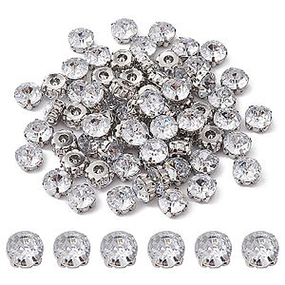 PES53-1 - facetted acrylic stone with mount: round - crystal